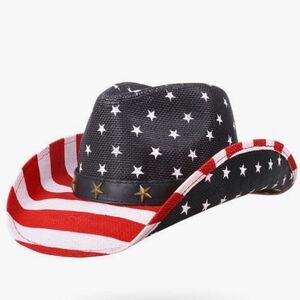 American Flag Cowboy Hat USA Cowgirl Hats for Men and Women Red White and Blue